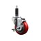 Service Caster 3.5'' Red Poly Swivel 1'' Expanding Stem Caster with Brake SCC-EX20S3514-PPUB-RED-TLB-1 - alternate 1